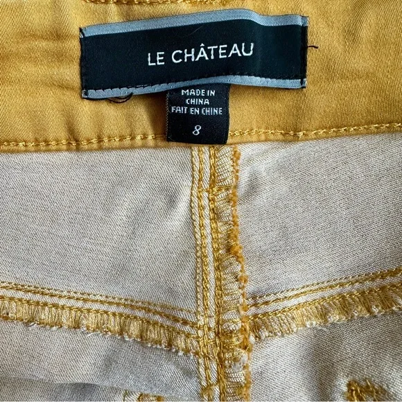 Le Chateau Skinny Stretch Pants with side accent zippers Mustard Yellow Size 8 - Picture 4 of 6